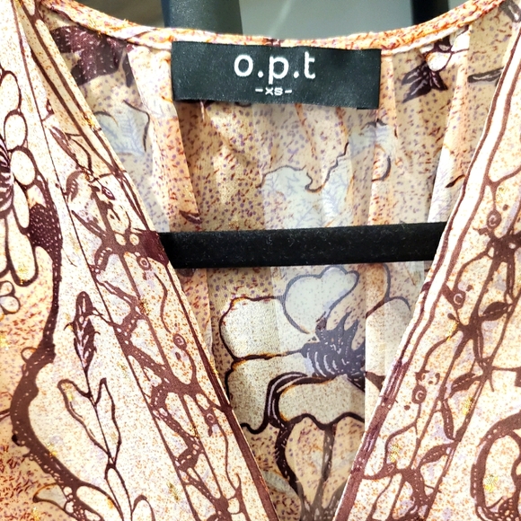 💎O.P.T Long Sleeve Bohemian Pink & Gold Mini Dress - Picture 6 of 8